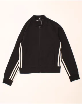 ADIDAS Womens Tracksuit Top Jacket UK 4/6 XS Black Cotton