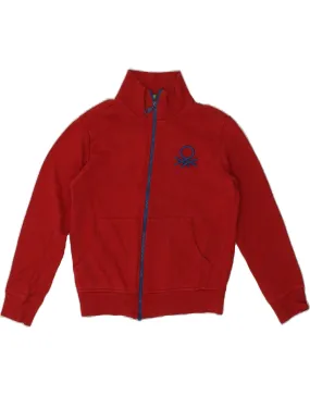 BENETTON Boys Graphic Tracksuit Top Jacket 8-9 Years Red Cotton
