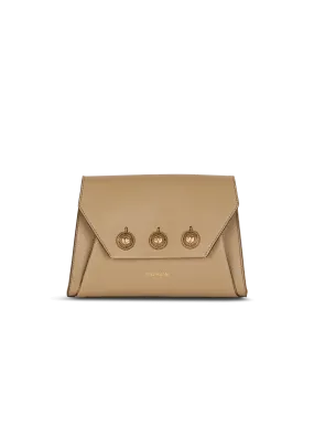 Borsa emblema con patta in pelle di vitello granulata