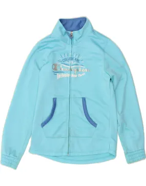 CHAMPION Boys Graphic Tracksuit Top Jacket 7-8 Years Small Blue Polyester