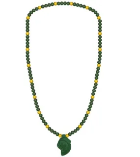WOOD FELLAS Gioielli di moda Collana in legno appariscente con cappuccio pendente Verde / Giallo